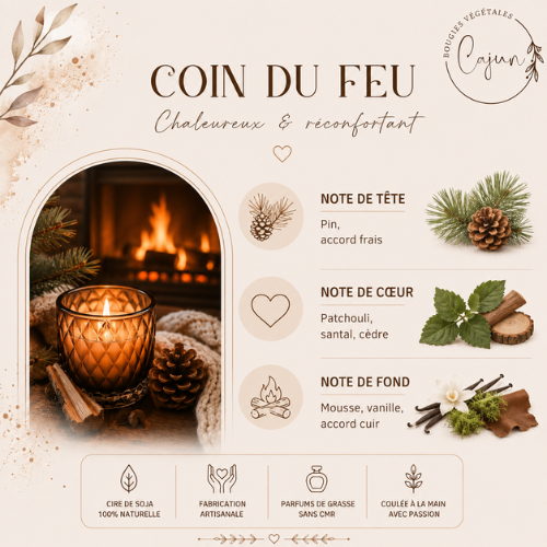 Bougie parfumée coin du feu artisanale végétale