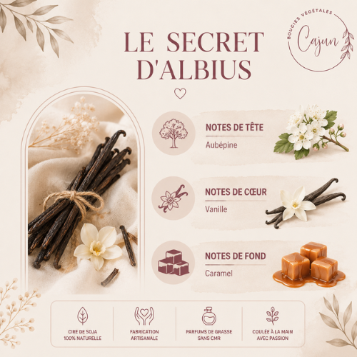 bougie parfumée végétale vanille artisanale le secret d'Albius
