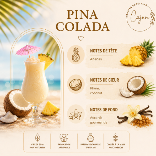 Bougie artisanale parfumée naturelle été Pina Colada