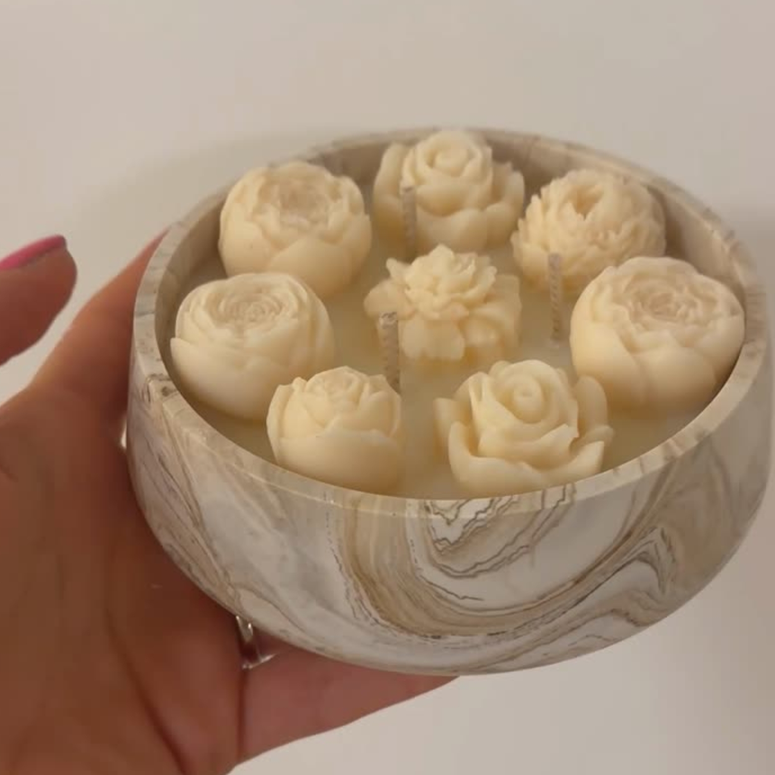 Bougie bouquet de fleur (fleur de coton)