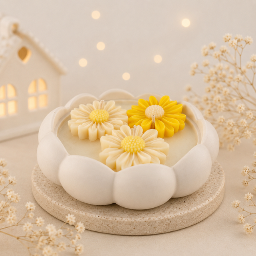 Bougie marguerite jaune (bergamote)
