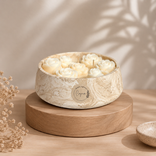 Bougie bouquet de fleur (fleur de coton)